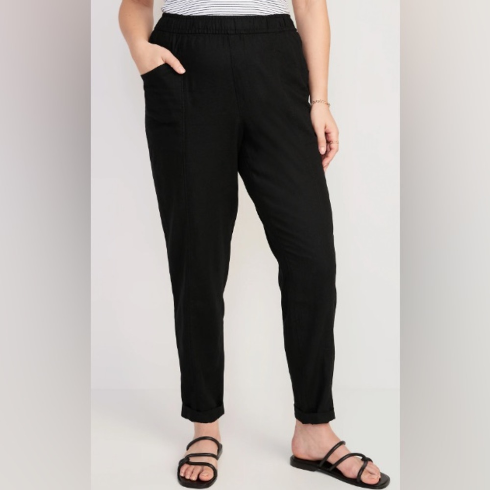 Old Navy High-waisted Cropped Linen-blend Tapered Pants for Women